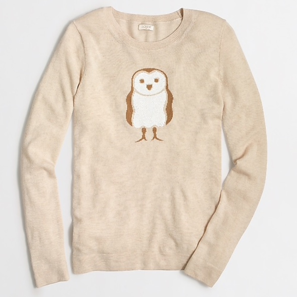 J.Crew Factory Intarsia Sequin Owl Sweater S